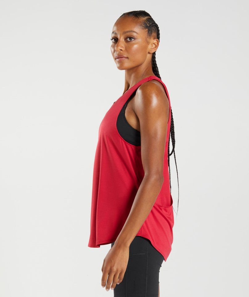 Women's Gymshark Training Brandmark Tanks Red | CA 3N5A16